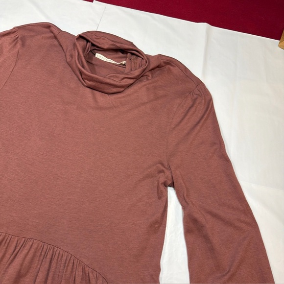 Peruvian Connection BROWN Nicole TURTLE NECK DRESS long Sleeves Flowy Women’s S - Picture 11 of 16